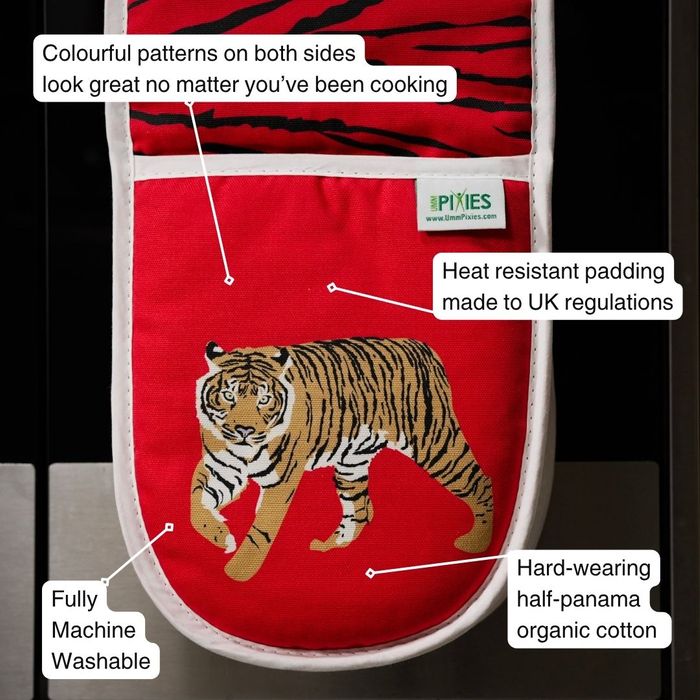Stunning Red Tiger Ovengloves- bring the wild inside