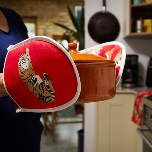 Stunning Red Tiger Ovengloves- bring the wild inside