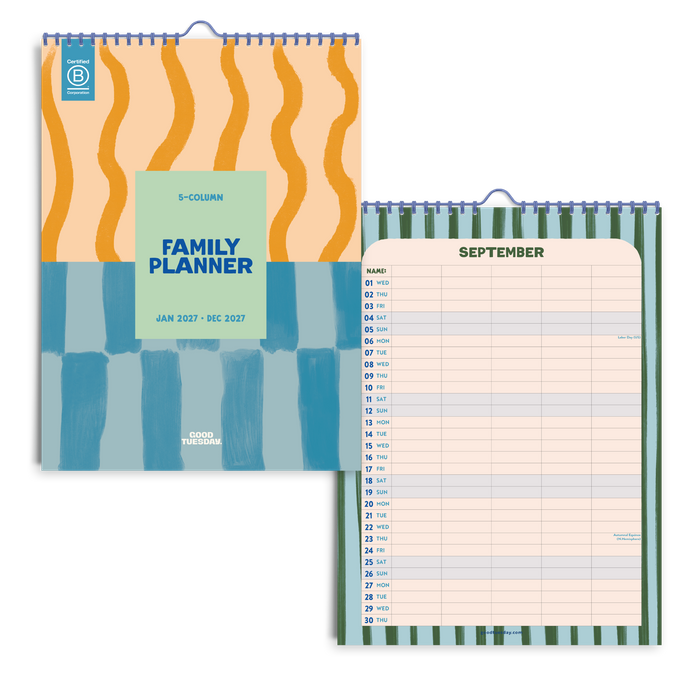Coastal Stripes A3 2027 Family Planner 