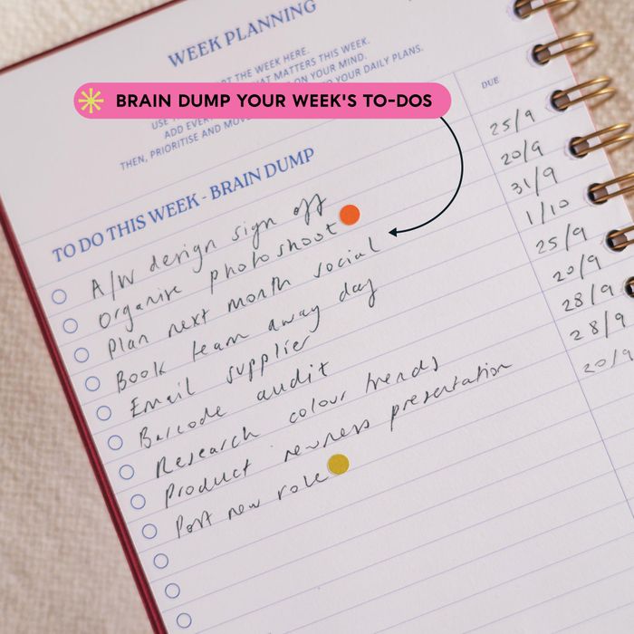 A5 Burgundy Daily Productivity Planner