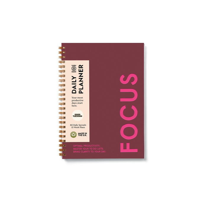 A5 Burgundy Daily Productivity Planner