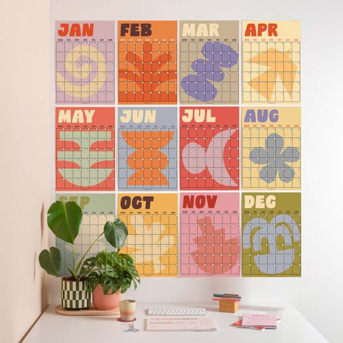 12 Page Large Earthy Shapes Wall Planner