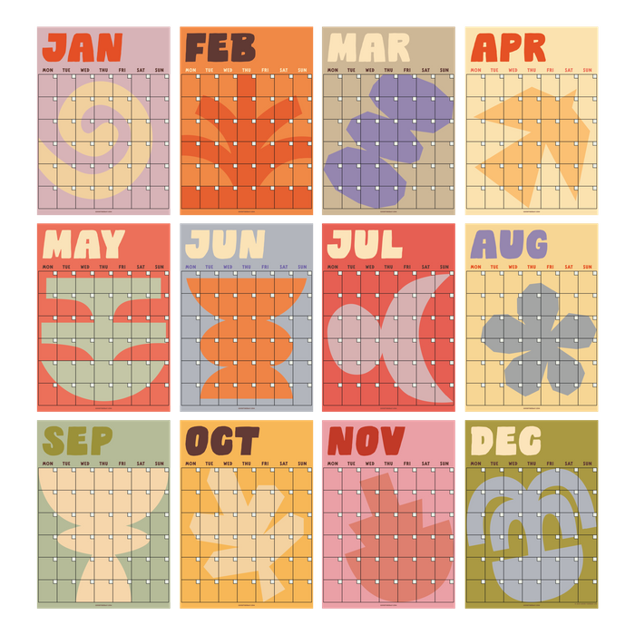 12 Page Large Earthy Shapes Wall Planner