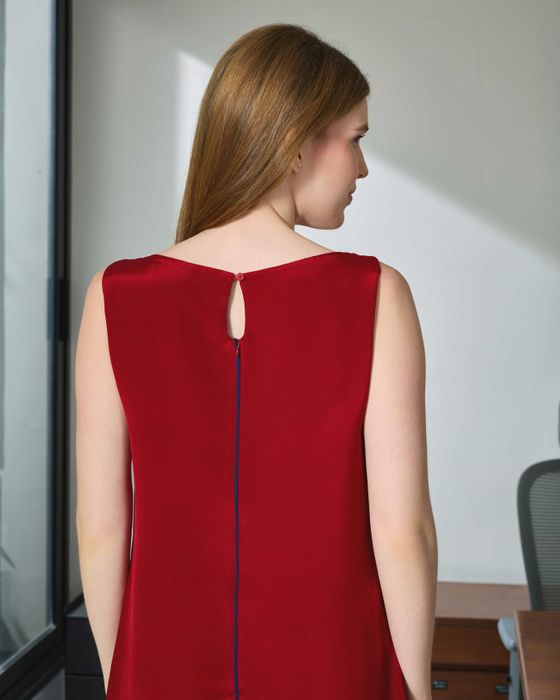 Silk Boat Neck Dress & Double-Breasted Textured Silk Jacket Set 