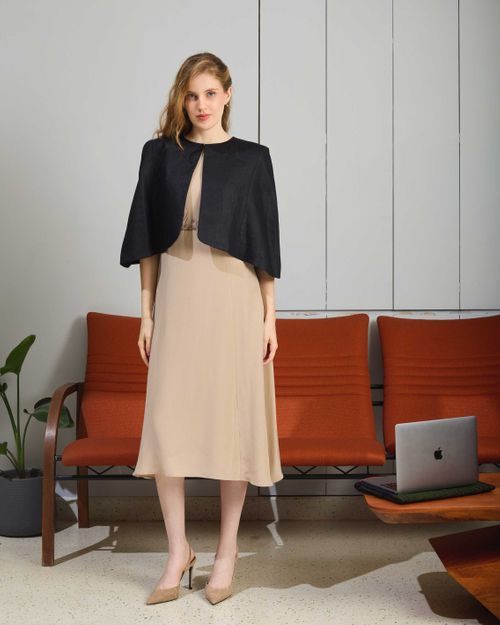 Silk Panel Dress & Linen Cape Set