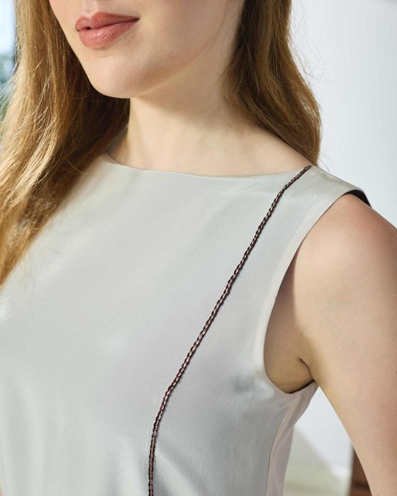 Silk Boat Neck Dress