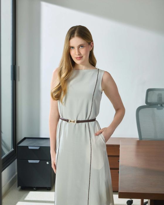 Silk Boat Neck Dress