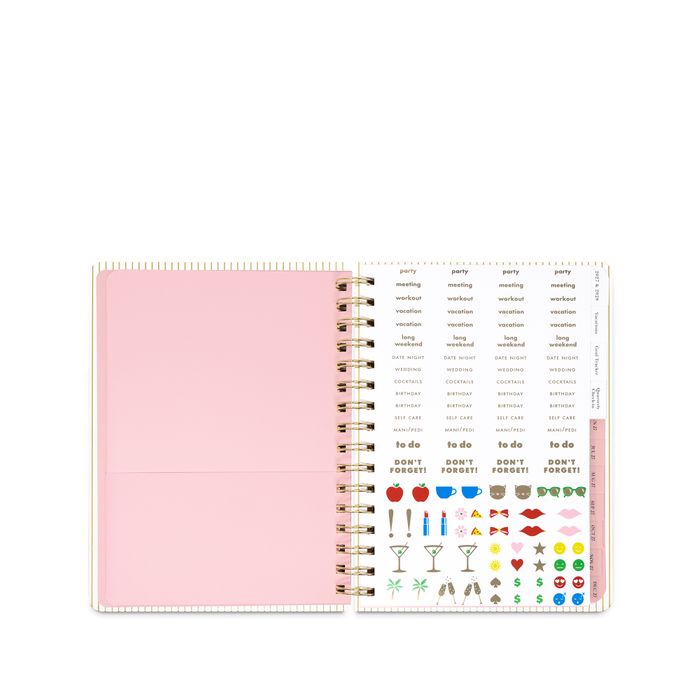 12 Month Planner - Large Spiral - GOLD PINSTRIPE