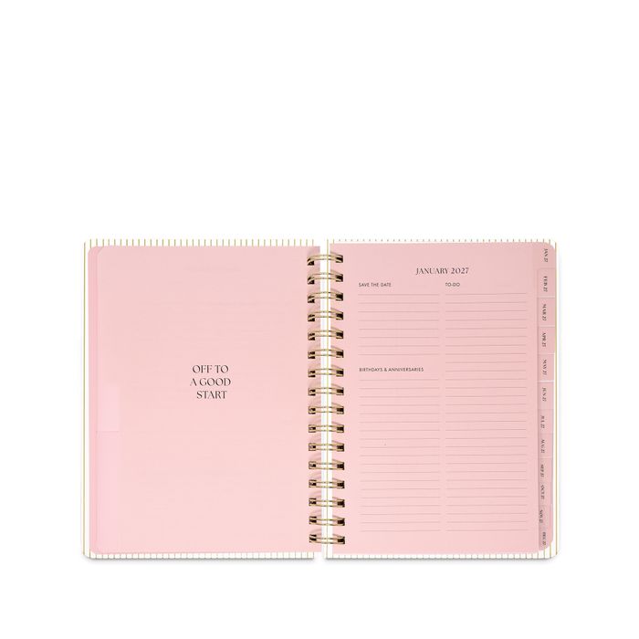 12 Month Planner - Large Spiral - GOLD PINSTRIPE