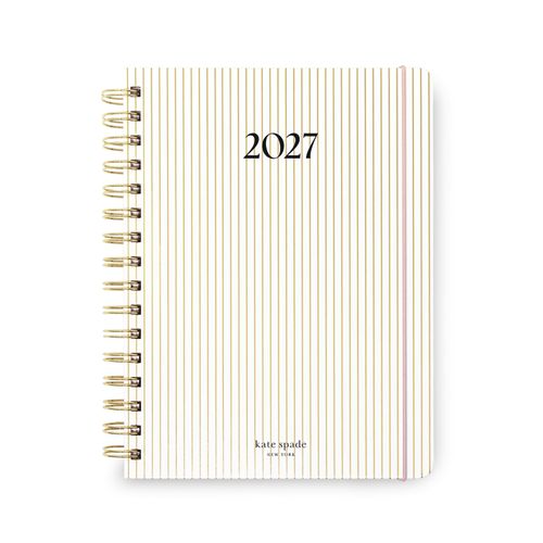 12 Month Planner - Large Spiral - GOLD PINSTRIPE