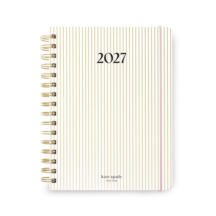 12 Month Planner - Large Spiral - GOLD PINSTRIPE