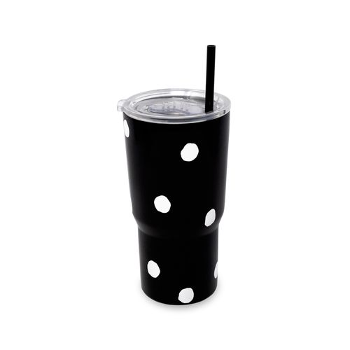Tumbler with Straw - 20oz (Stainless) - Enchanted Dot