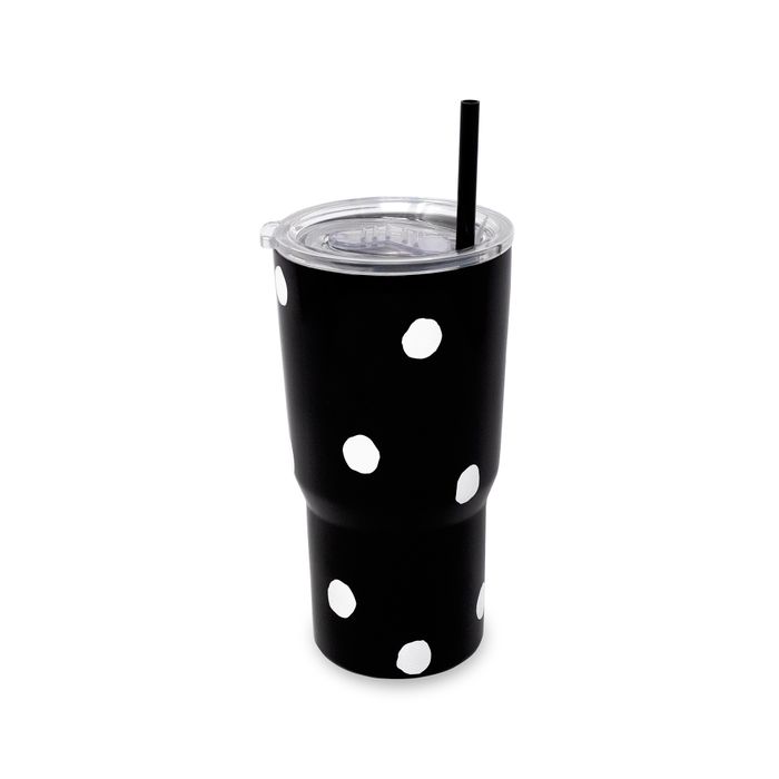 Tumbler with Straw - 20oz (Stainless) - Enchanted Dot