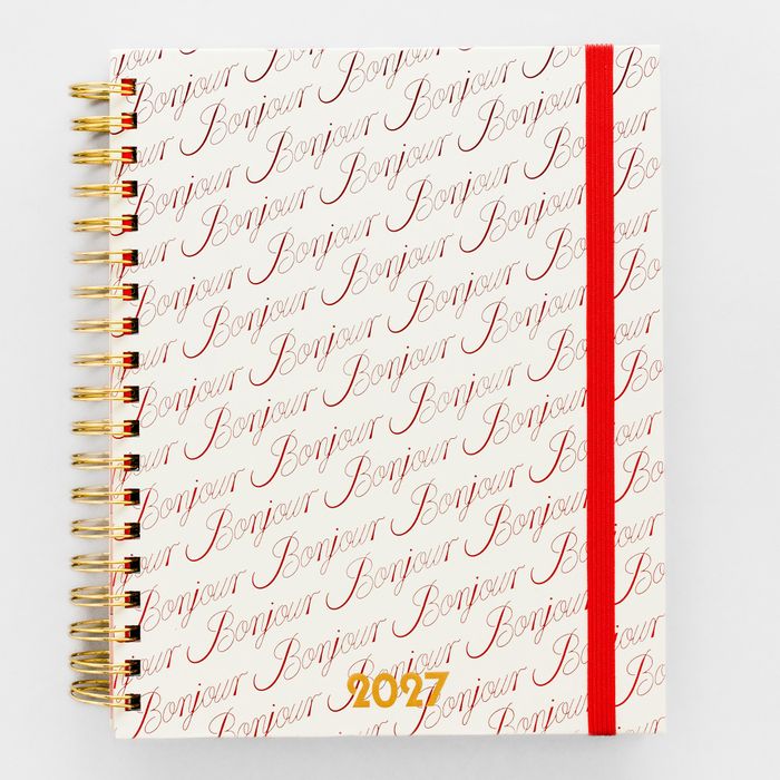 12 Month Large Planner, Bonjour Pattern Ivory