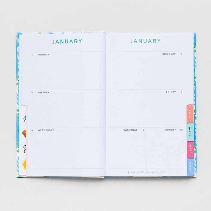 12 Month Classic Planner, Floral Tile Blue