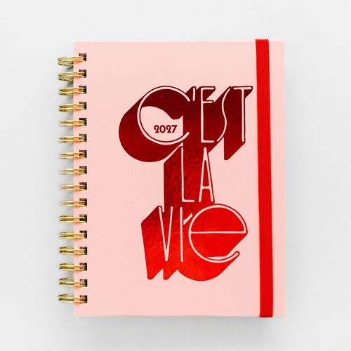 12 Month Medium Planner, C'est La Vie Pink
