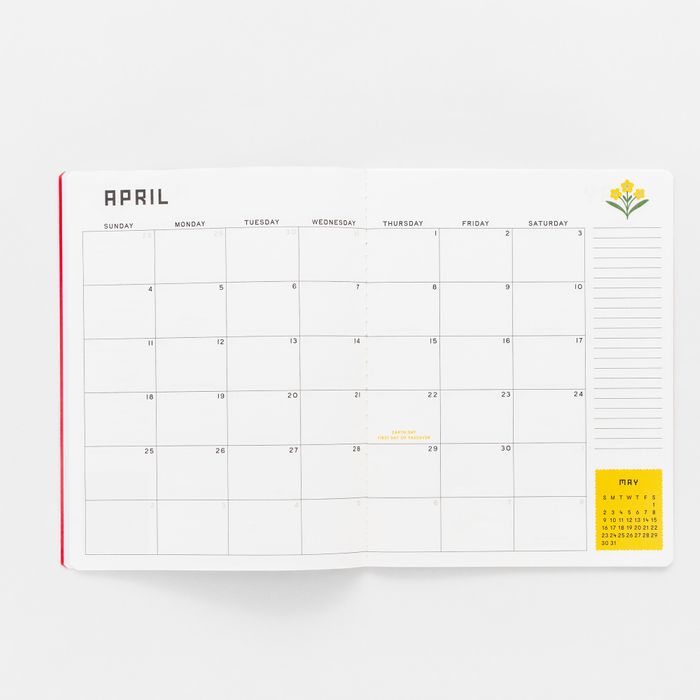 12 Monthly Planner, Red Floral