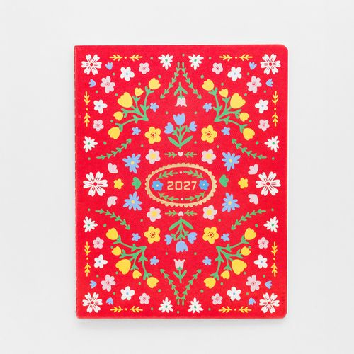 12 Monthly Planner, Red Floral