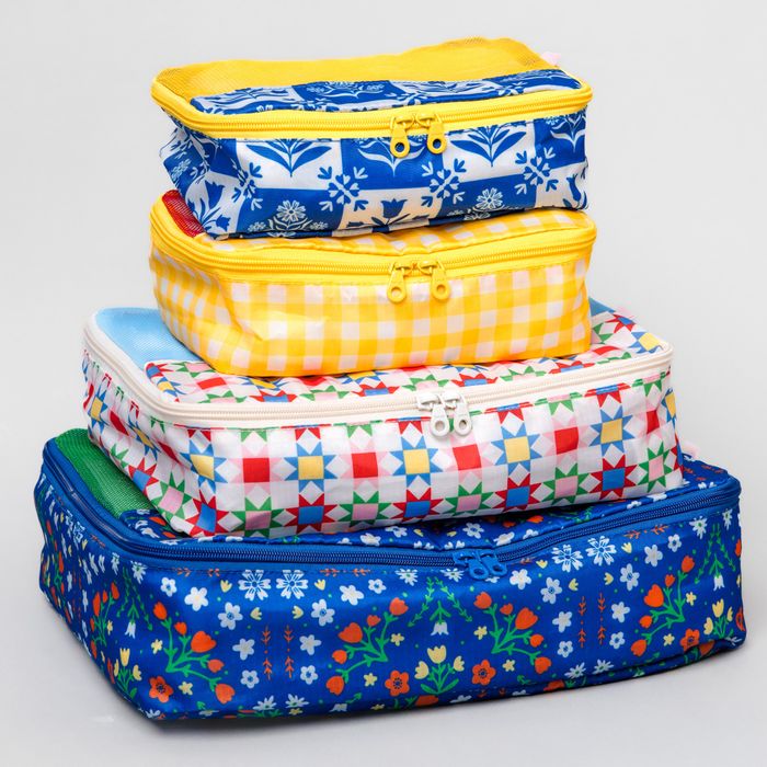 Packing Cube Set - Blue Scandinavian Floral