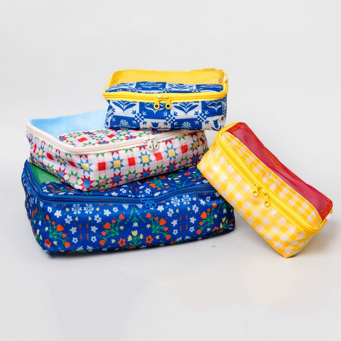 Packing Cube Set - Blue Scandinavian Floral