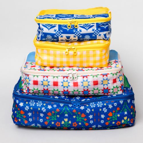 Packing Cube Set - Blue Scandinavian Floral