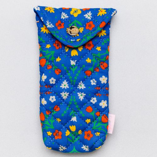 Quilted Sunglasses Case, Blue Scandinavian Floral