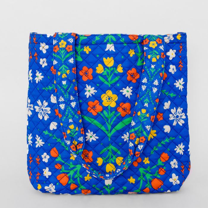 Quilted Tote, Blue Scandinavian Floral