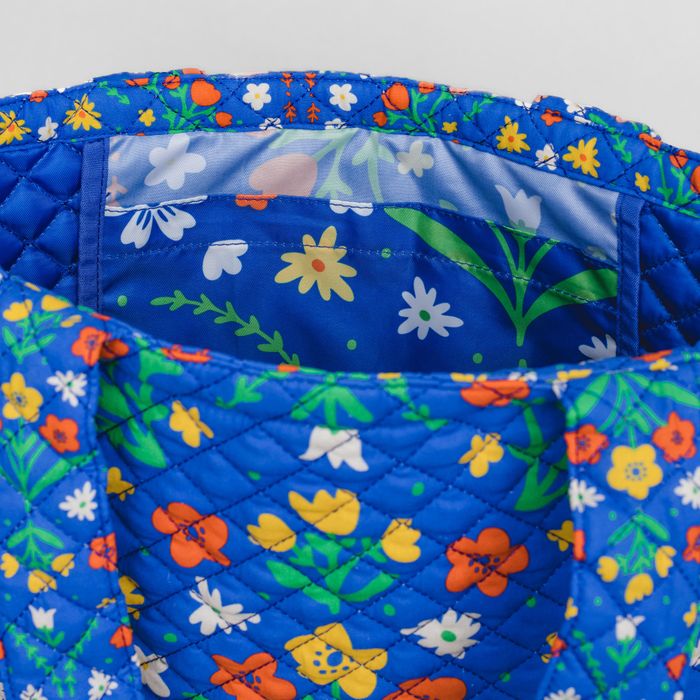Quilted Tote, Blue Scandinavian Floral