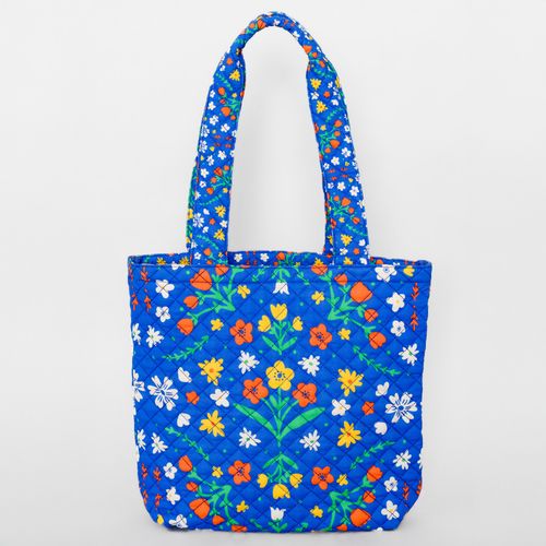 Quilted Tote, Blue Scandinavian Floral