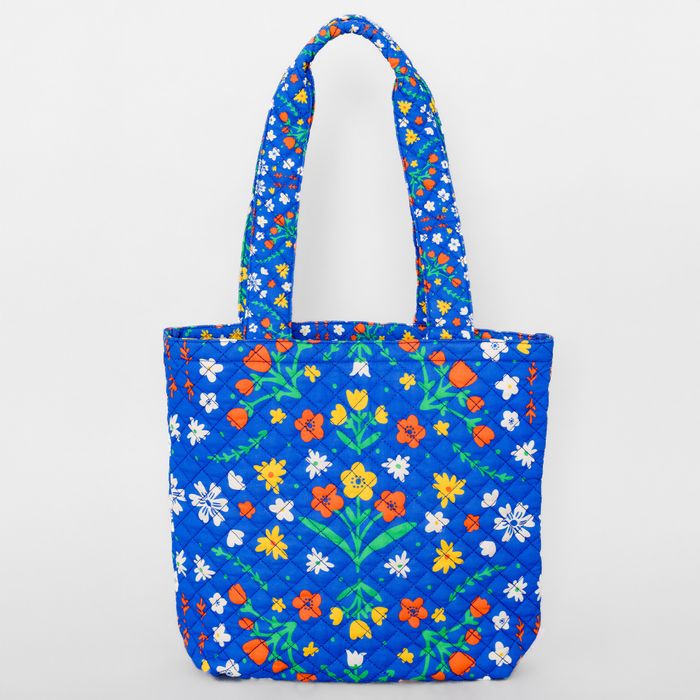 Quilted Tote, Blue Scandinavian Floral