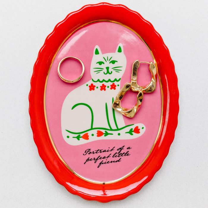 Oval Trinket Tray - Cat Portrait