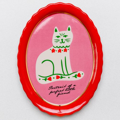 Oval Trinket Tray - Cat Portrait
