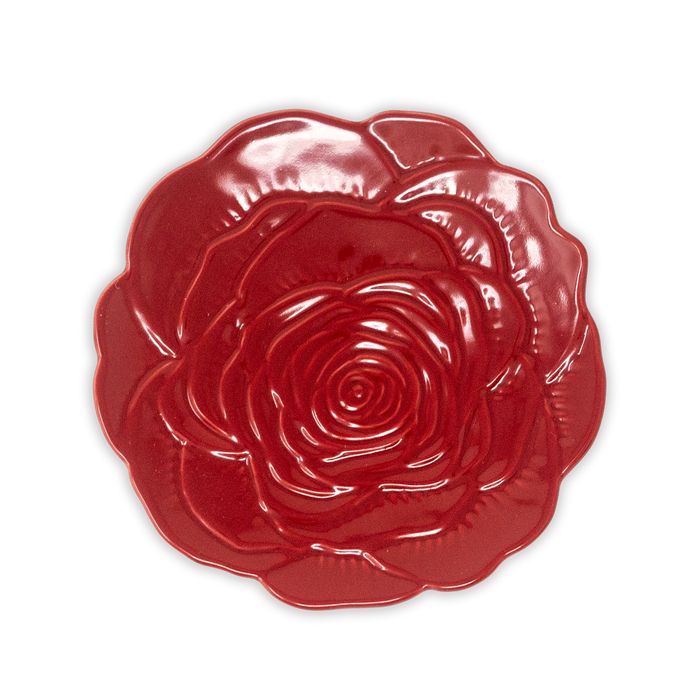 Embossed Trinket Tray, Red Rose
