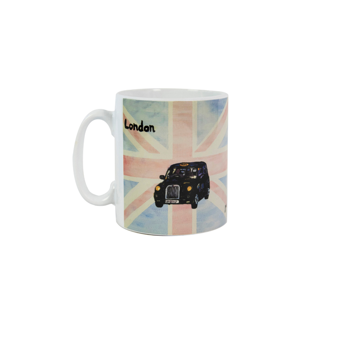 Premium British Ceramic Drinkware: London Cityscape and Patriotic taxi