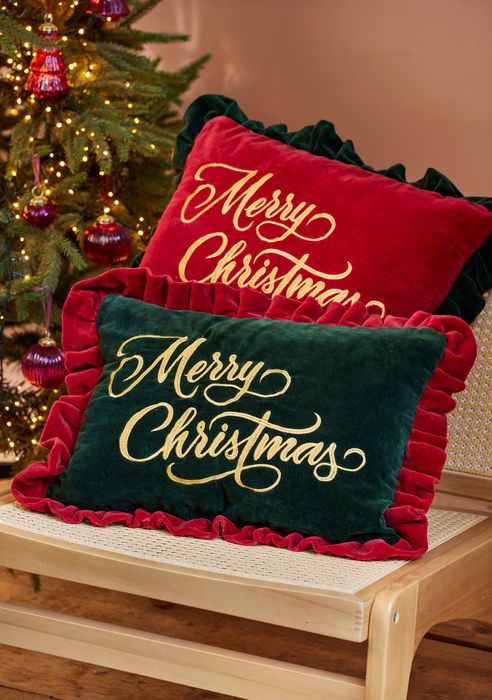 Christmas Embroidered Velvet Cushion Covers