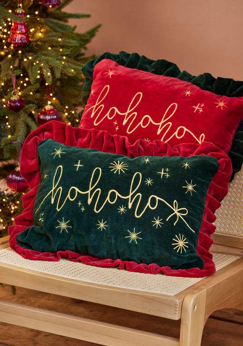 Christmas Embroidered Velvet Cushion Covers