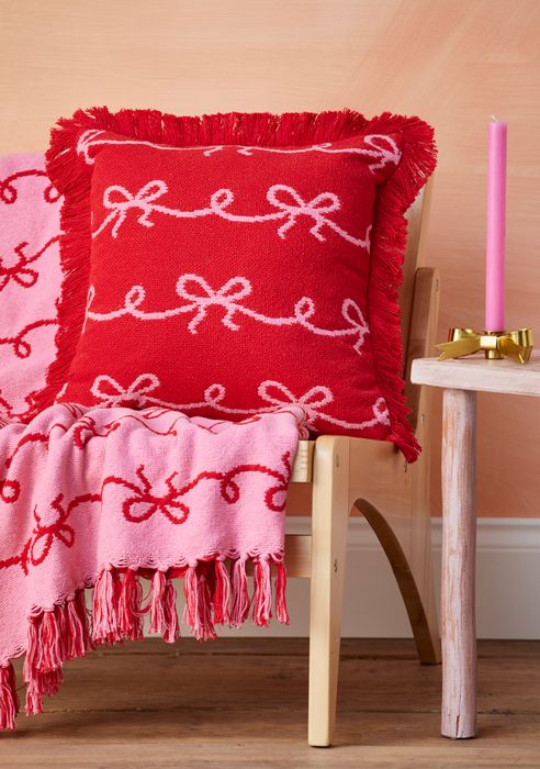 Recycled Cotton Reversible Bow Cushion & Throw