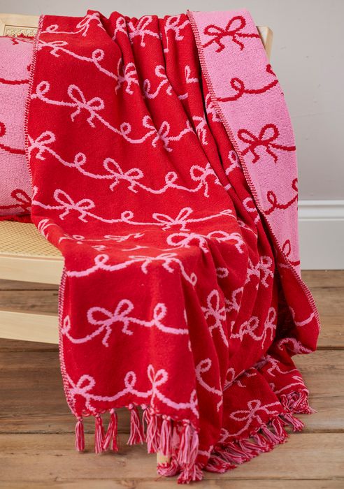 Recycled Cotton Reversible Bow Cushion & Throw
