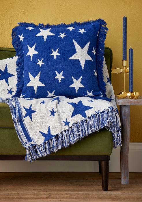 Recycled Cotton Reversible Star Cushion & Throw