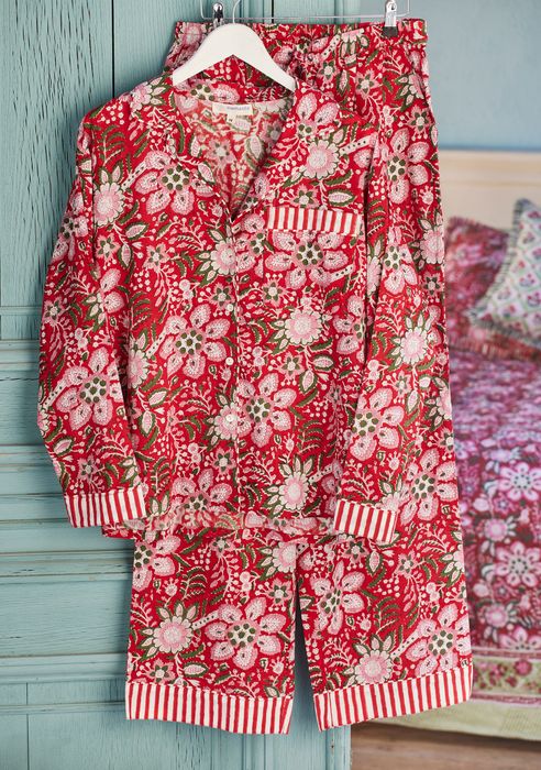 Gulab Floral Block Print Furnishings, Accessories & Clothing