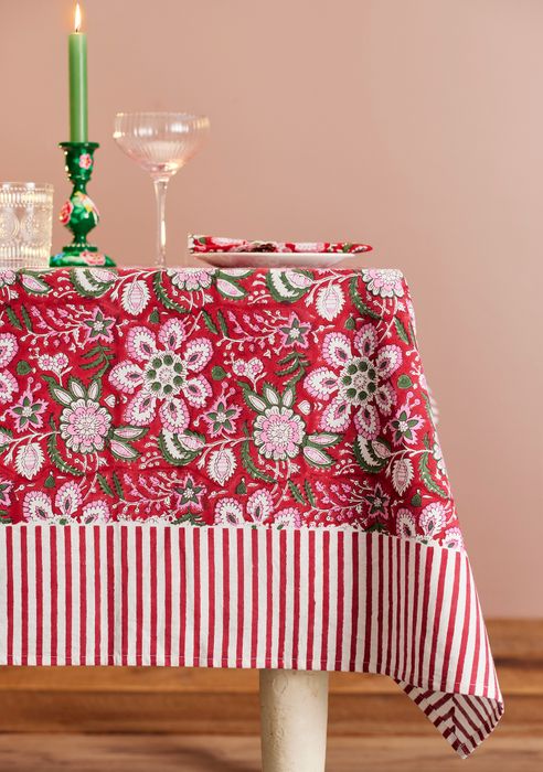 Gulab Floral Block Print Furnishings, Accessories & Clothing