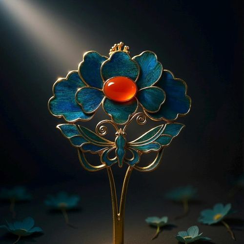 Butterfly Hairpin with Agate