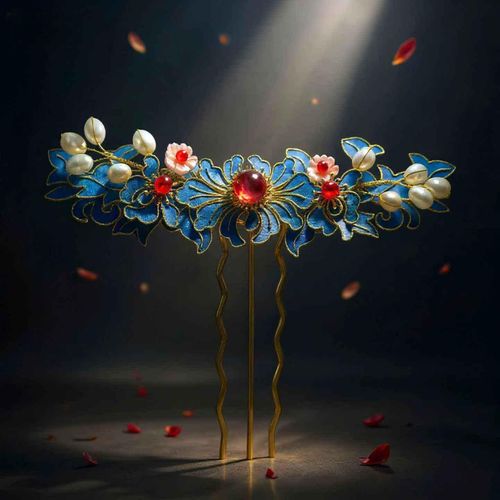 Blue Flower Hair Comb