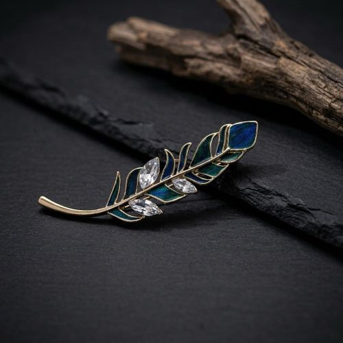 Feather Lapel Brooch — Peacock