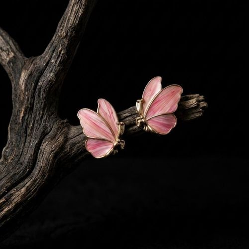 Pink Butterfly Studs