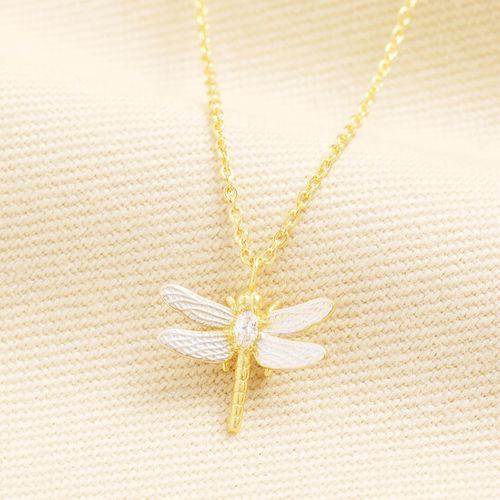 Mixed Metal Dragonfly Pendant Necklace