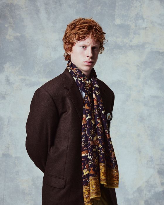 UK Wool and Silk Scarf - Hunters in Indigo