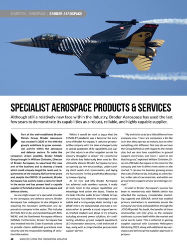 Manufacturing & Engineering Magazine Article on Broder Aerospace