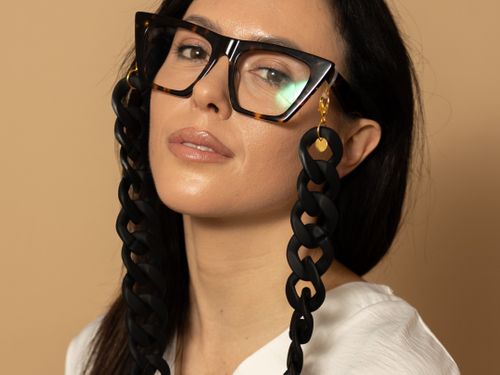 Iris – Large Black Matt Glasses chain acrylic chain – perfect for wearing with sunglasses and as glasses holder