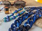 Blue Aromatherapy Essential Oil Diffuser chunky acrylic glasses chain – perfect for wearing with sunglasses and as glasses holder